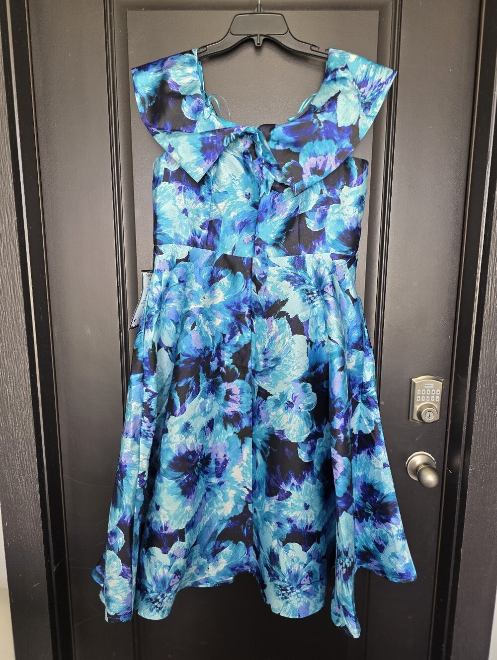 NWT Alex Evenings Blue Floral Fit & Flare Cocktail Dress Size 14 MSRP $199 - Picture 9 of 12
